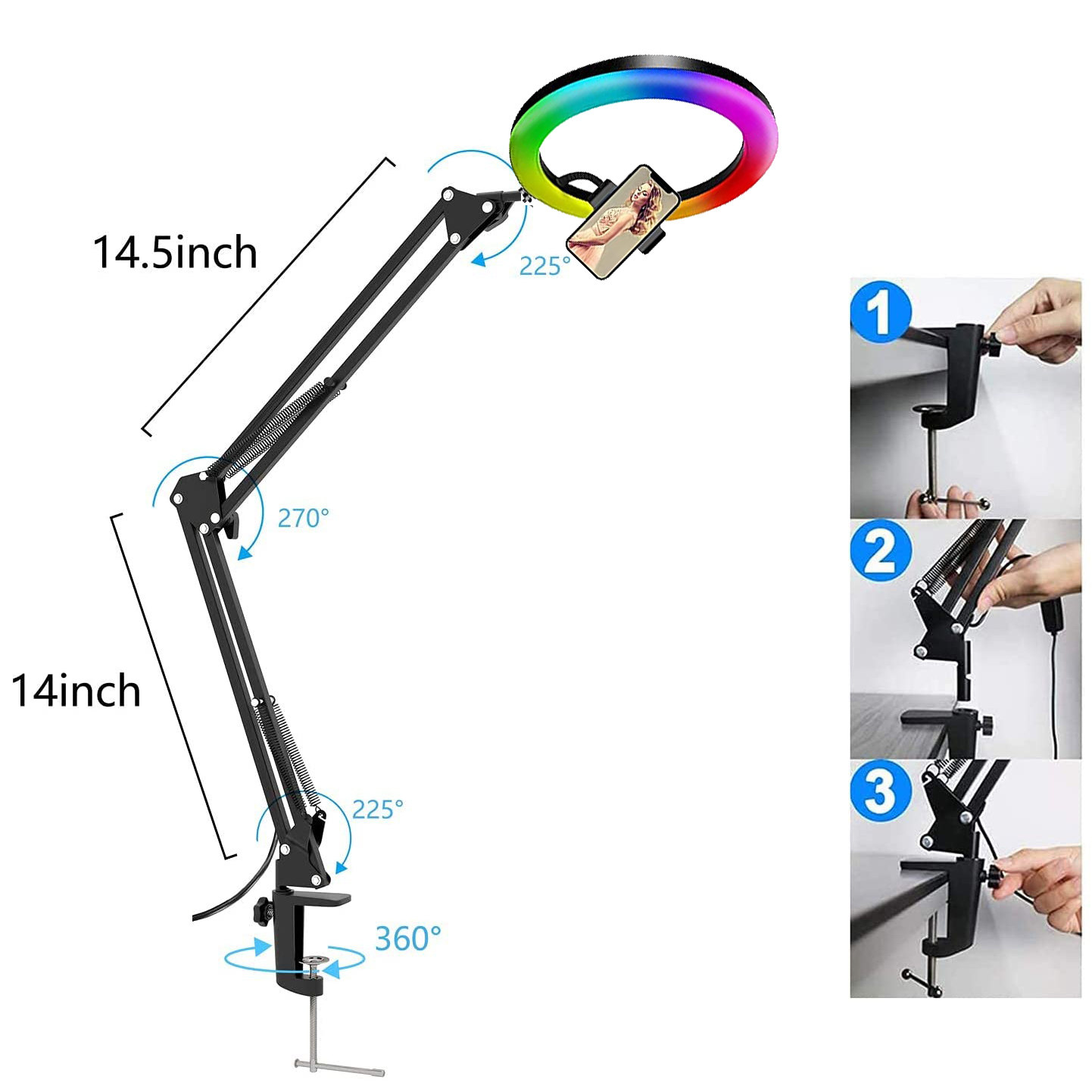 RGB Selfie Ring Light 26cm Fil - Stand Lighting Photography review and price